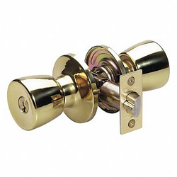 Master Lock Knob Lockset,Tulip Style,Polished Brass TU0103KA