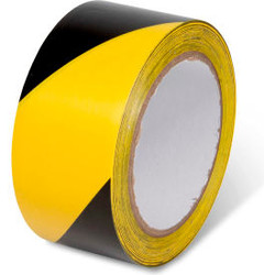 Global Industrial Striped Hazard Warning Tape 2""W x 108'L 5 Mil Black/Yellow 1