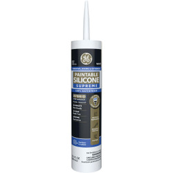 GE Supreme Paintable Silicone Window & Door Sealant, White, 9.5 Oz. Cartridge