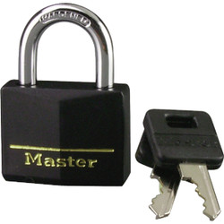 Master Lock 1-9/16 In. Black Covered Keyed Different Padlock 141D