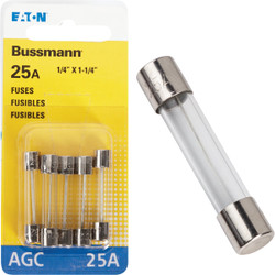 Bussmann 25-Amp 32-Volt AGC Glass Tube Automotive Fuse (5-Pack) BP/AGC-25-RP