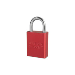 Solid Aluminum Padlocks, 1/4 in Dia, 1 in L X 3/4 in W, Red