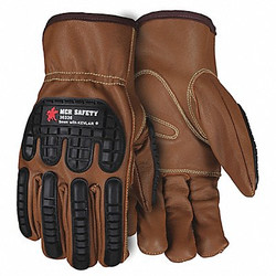 Mcr Safety Leather Gloves,Brown,XL,PK12  36336XL