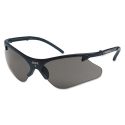 Code 4* Safety Eyewear, Smoke Lens, Polycarbonate, Anti-Scratch, Black Frame