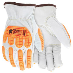 Mcr Safety Leather Gloves,White,M,PK12 36136KDPM