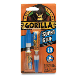 Gorilla® Super Glue, Two 0.11 Oz Tubes, Dries Clear 7800103