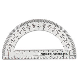 Charles Leonard® Open Center Protractor, Plastic, 6" Ruler Edge, Clear 77106