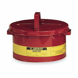 Justrite Bench Can,3 Gal.,Galvanized Steel,Red  10775