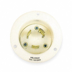 Hubbell Locking Flanged Inlet,250V,30A,3P,3W HBL3334C