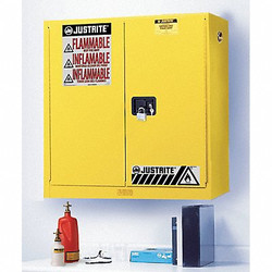 Justrite Flammable Safety Cabinet,20 Gal.,Yellow  893400