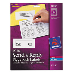 Avery® LABEL,SEND&RPLY 12 UP,WHT 05735