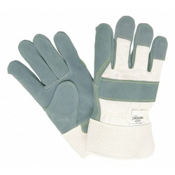 Mcr Safety Leather Palm Wht Fabric Sewn,XL,PK12 1500KXL