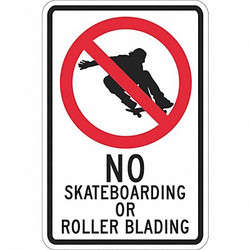 Lyle Rflctv No Skateboards Sign,18x12in,Alum  T1-1239-HI_12x18