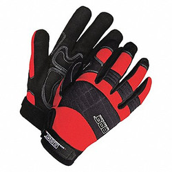 Bdg Mechanics Gloves,Black/Red,Slip-On,XL 20-1-10605R-XL