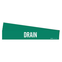 Brady Pipe Marker,Adhesive,White,Drain,PK5 7090-1-PK