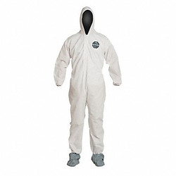 Dupont Hooded Coveralls,3XL,White,SMS,PK25 PB122SWH3X002500
