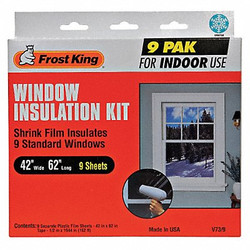 Frost King Shrink Window Kit,Indoor,42 x 62 In V73/9H
