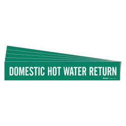 Brady Pipe Marker,Domestic Hot Water Ret.,PK5 7351-1-PK