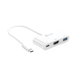 j5create® USB-C to HDMI/USB Adapter, 7.87", White JCA379