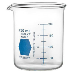 Kimble Chase Beaker,250 mL,88 mm H,68 mm Dia,PK12 14000B-250