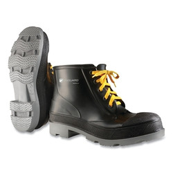 PolyGoliath Rubber Ankle Boots, Steel Toe, Men's 11, 6 in Lace-Up Boot, Polyurethane/PVC, Black/Gray
