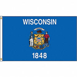 Nylglo Wisconsin Flag,5x8 Ft,Nylon 145980