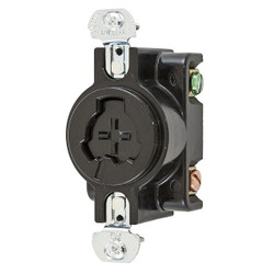 Hubbell Wiring Device-Kellems Lck Recept,20 A;Blk;Thrmpl,NoNEMA,1Gng HBL23000G