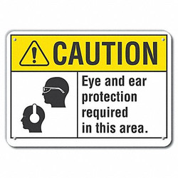 Lyle Rflctv Eye&Ear Caution Sign,10x14in,Alum  LCU3-0114-RA_14x10