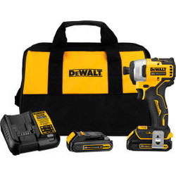 DeWALT ATOMIC 20V MAX Cordless Compact Impact Driver Kit W/2 Li-Ion Batteries 1/