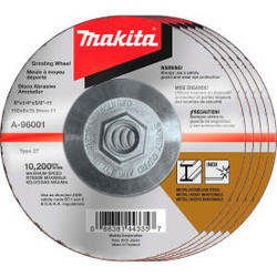 Makita Hubbed INOX Grinding Wheel 36 Grit Type 27 6""Dia x 1/4""T x 5/8-11"" Ctr