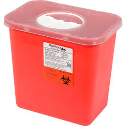 Oakridge Products 2 Gallon Sharps Container w/ Rotor Lid Red