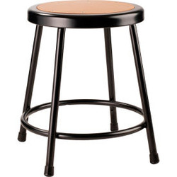 Interion 18"" Steel Work Stool with Hardboard Seat - Backless - Black - Pack of