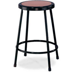 Interion 24""H Steel Work Stool with Hardboard Seat - Backless - Black - Pack of