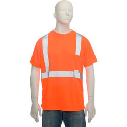 OccuNomix Standard Wicking Birdseye Class 2 T-Shirt W/ Pocket Hi-Vis Orange M LU