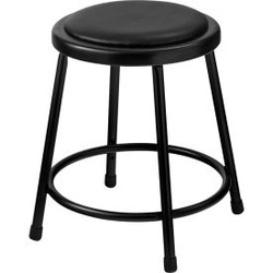Interion 18"" Steel Work Stool with Vinyl Seat - Backless - Black - Pack of 2