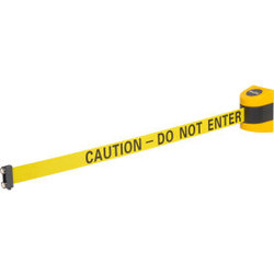 Global Industrial Magnetic Retractable Belt Barrier Yellow Case W/15' Yellow ""C