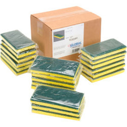 Global Industrial Heavy Duty Scrub Sponge, Yellow/Green, 3.25" x 6.25" - Case of
