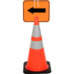 Cone Sign - Reversible Arrow - Black on Orange
