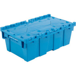 Global Industrial Plastic Attached Lid Shipping and Storage Container 19-5/8x11-