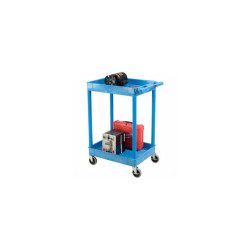 Luxor BUSTC11BU Blue 2 Shelf Tray Shelf Plastic Cart 24 x 18