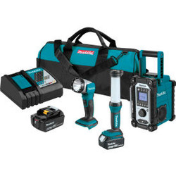 Makita LXT Cordless Emergency Preparedness 3-Pc. Combo Kit 5.0Ah 18V Lithium-Ion