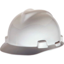 MSA V-Gard Hard Hats Front Brim Staz-On Pin-Lock Suspension White 463942