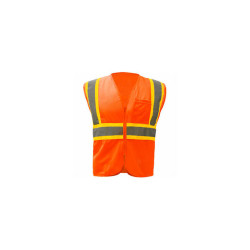 GSS Safety 1006 Standard Class 2 Two Tone Mesh Zipper Safety Vest Orange Large