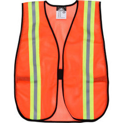 MCR Safety V201R Orange Safety Vest 2"" Reflective Strips Polyester Side Straps