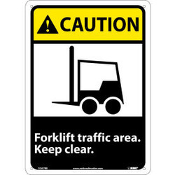 Graphic Signs - Caution Forklift Traffic Area - Plastic 10""W X 14""H