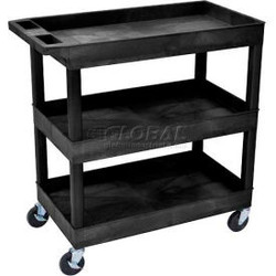 Luxor Plastic Utility Cart w/3 Shelves 400 lb. Capacity 35-1/4""L x 18""W x 36-1
