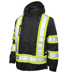 Tough Duck Safety Insulated 5-In-1 Parka,XL,Black S42611