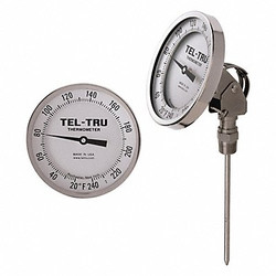 Tel-Tru Analog Dial Thermometer,Stem 2-1/2" L AA575R-0209