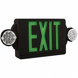 Lithonia Lighting Combo Exit Fixture,Black/Green LHQM LED B G M6
