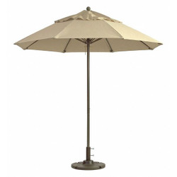 Grosfillex Patio Umbrella,9 ft Dia,Khaki 98820331